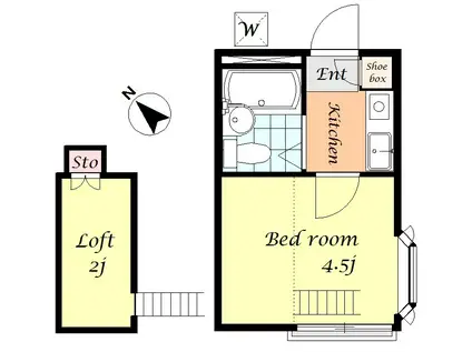 第8ナミキハイム(1K/2階)の間取り写真