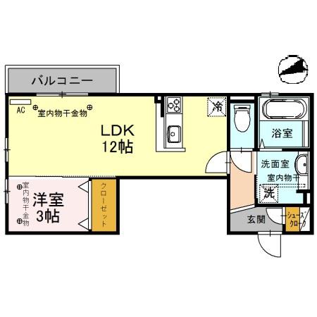 WIT NINE(1LDK/3階)の間取り写真