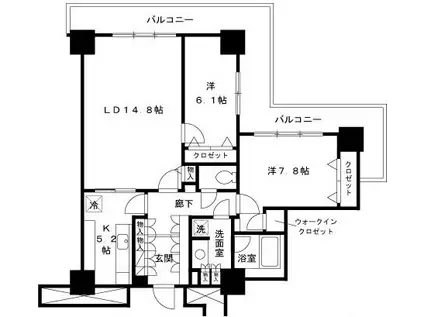 パシフィックロイヤルコートみなとみらいオーシャンタワー(2LDK/20階)の間取り写真