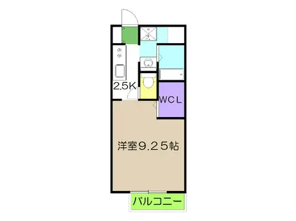 フローラ長尾(1K/2階)の間取り写真