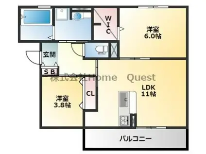エクセレント曙川東II(2LDK/1階)の間取り写真