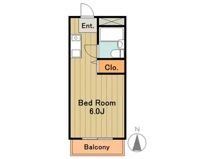 ルミニコスモス(1K/2階)の間取り写真