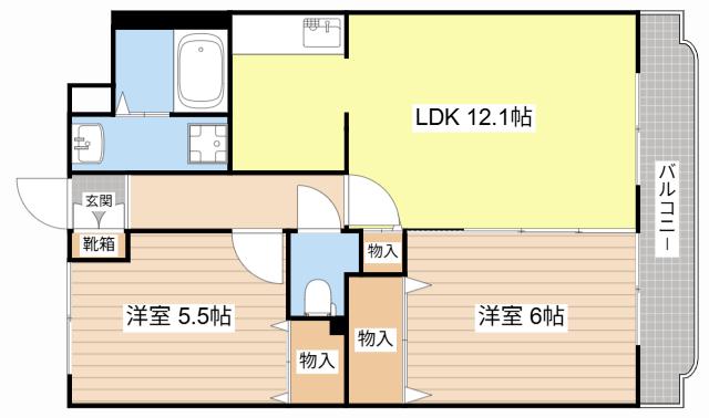 ユーミー神(2LDK/3階)の間取り写真