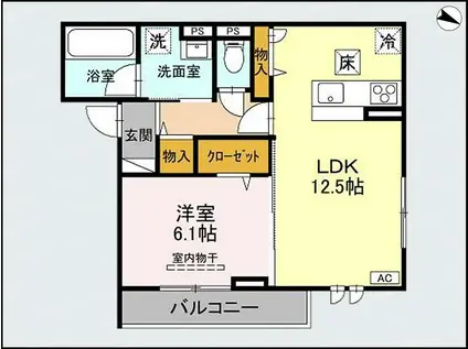 PRUNIER(2LDK/1階)の間取り写真