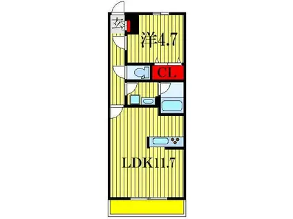 リブリ華(1LDK/2階)の間取り写真