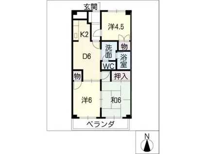 アーバンハイツ太田(3DK/2階)の間取り写真
