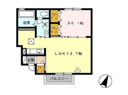 イルヴェント(1LDK/1階)の間取り写真