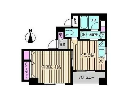 ブランネージュ(1DK/4階)の間取り写真