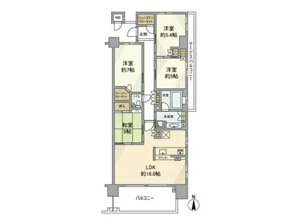 ブランズシティ千里古江台(4LDK/4階)の間取り写真
