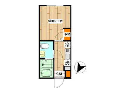 サンテラス鶴間(1K/2階)の間取り写真