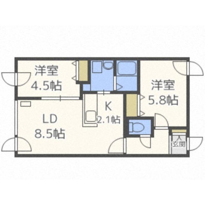 ステラ美術館通(2LDK/4階)の間取り写真