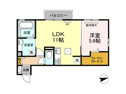 アコルトD(1LDK/1階)の間取り写真