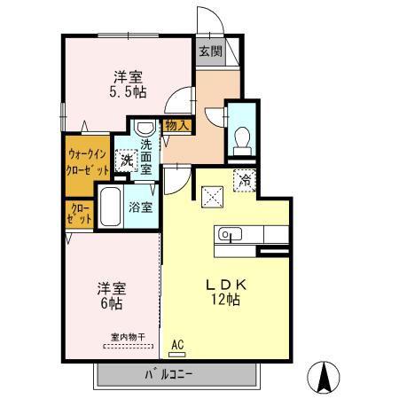 カーサコーラルA(2LDK/1階)の間取り写真
