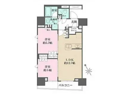 ルフォンプログレ四谷(2LDK/12階)の間取り写真