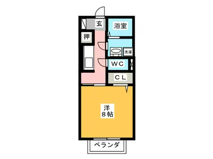 ラルーチェ上浜(1K/2階)の間取り写真