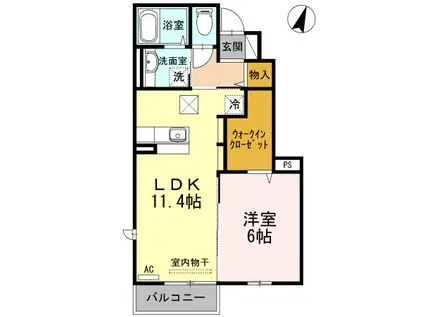 ＪＲ山陰本線 出雲市駅 徒歩9分 2階建 築13年(1LDK/1階)の間取り写真
