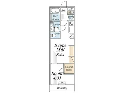 リブリ・SK竹の塚(1LDK/2階)の間取り写真