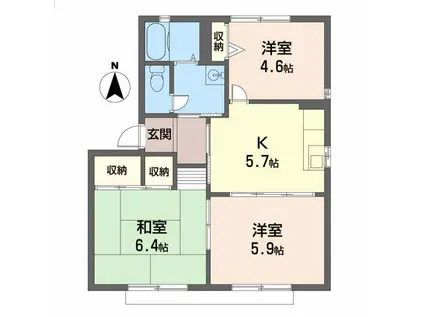 グランソレイユC(3K/1階)の間取り写真