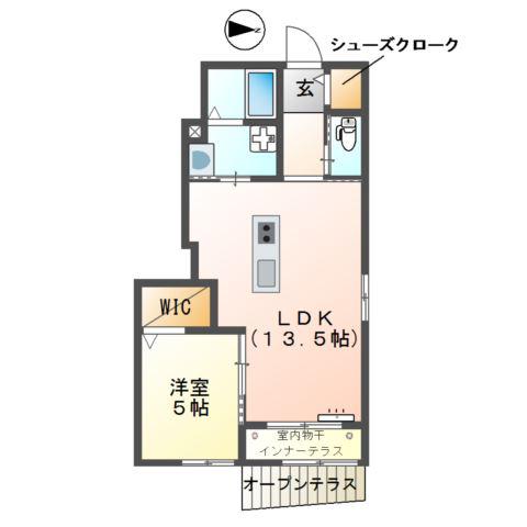 グランパレス浜松半田(1LDK/1階)の間取り写真