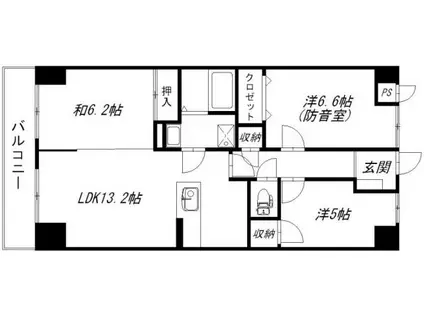 コスモス(3LDK/6階)の間取り写真