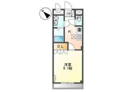 ロッソスクーデリア(1K/1階)の間取り写真