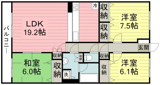 メリディアンガーデン雪月花(3LDK/3階)の間取り写真