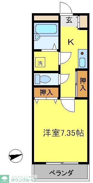 シャルムII(1K/1階)の間取り写真