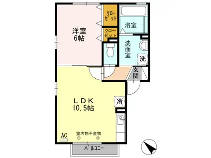 セリシール(1LDK/2階)の間取り写真
