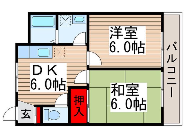 クオリティ松阪(2DK/2階)の間取り写真
