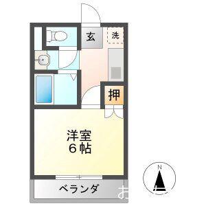トーゴーハイツ(1K/2階)の間取り写真