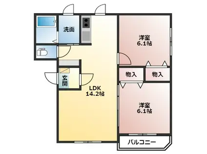 いえすI(2LDK/1階)の間取り写真