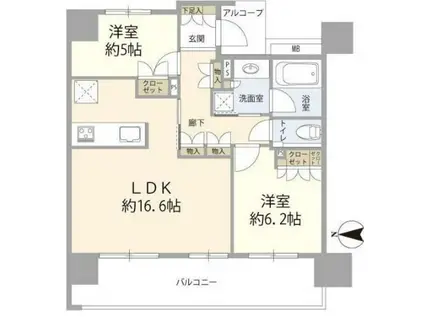 ローレルコート三鷹(2LDK/2階)の間取り写真