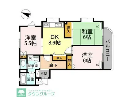 パークスII(3DK/3階)の間取り写真