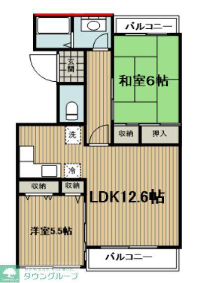 多摩グリーンハイツ(2LDK/1階)の間取り写真