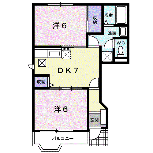 ＪＲ阪和線 紀伊駅 徒歩9分 2階建 築28年(2DK/1階)の間取り写真