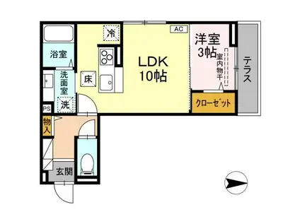 J-ROOM妃 VII番館 屋代駅前(1LDK/3階)の間取り写真