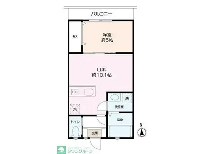 RUHE東逗子(1LDK/2階)の間取り写真