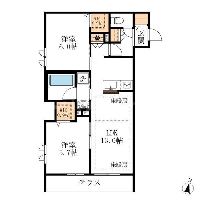 LS PLUS八潮(2LDK/2階)の間取り写真