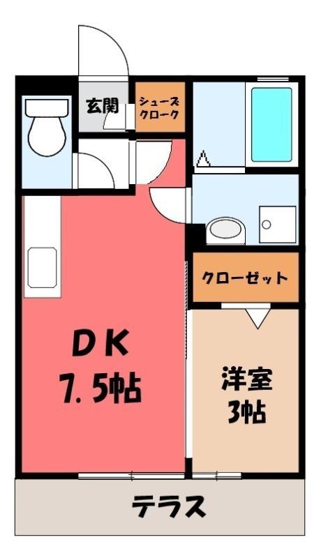キャッスルロック(1DK/1階)の間取り写真