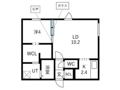 BLANC IRIS HIRAGISHI SENNA平岸4-6MS(1LDK/2階)の間取り写真