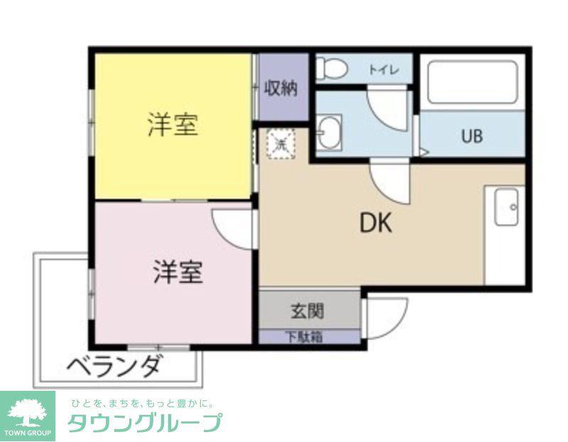 クロノス四之宮(2DK/2階)の間取り写真