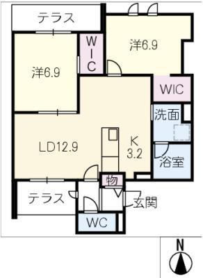ラコンテ古径(2LDK/1階)の間取り写真