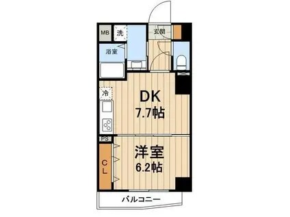 TSIIマンション(1DK/6階)の間取り写真