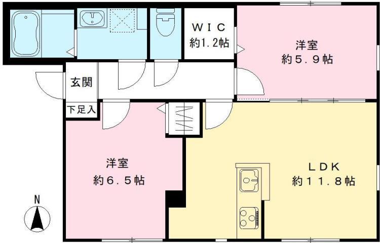 CHERI(2LDK/1階)の間取り写真