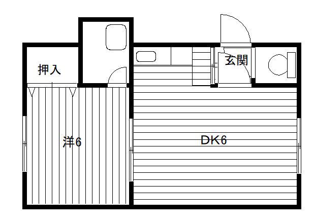 マンション十字(1DK/1階)の間取り写真
