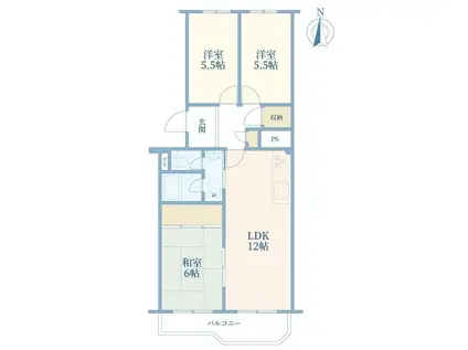ドルフ青葉台2号棟(3LDK/1階)の間取り写真