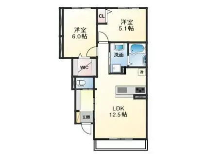 PURE RYUJU II(2LDK/1階)の間取り写真