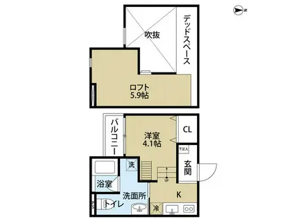 AIRCITYエアシティ(ワンルーム/2階)の間取り写真