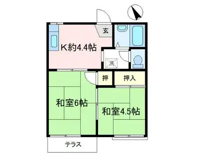 カーサマローネB(2K/1階)の間取り写真