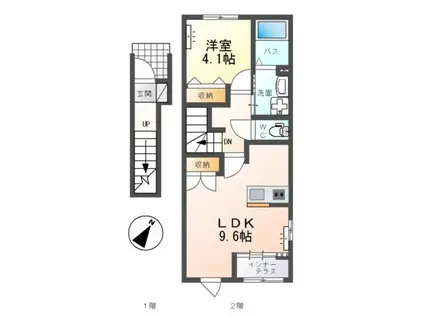 プランドール(1LDK/2階)の間取り写真